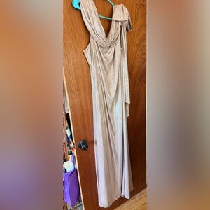 Tadashi Shoji Valia Bow-Shoulder Lamé Gown - 3X